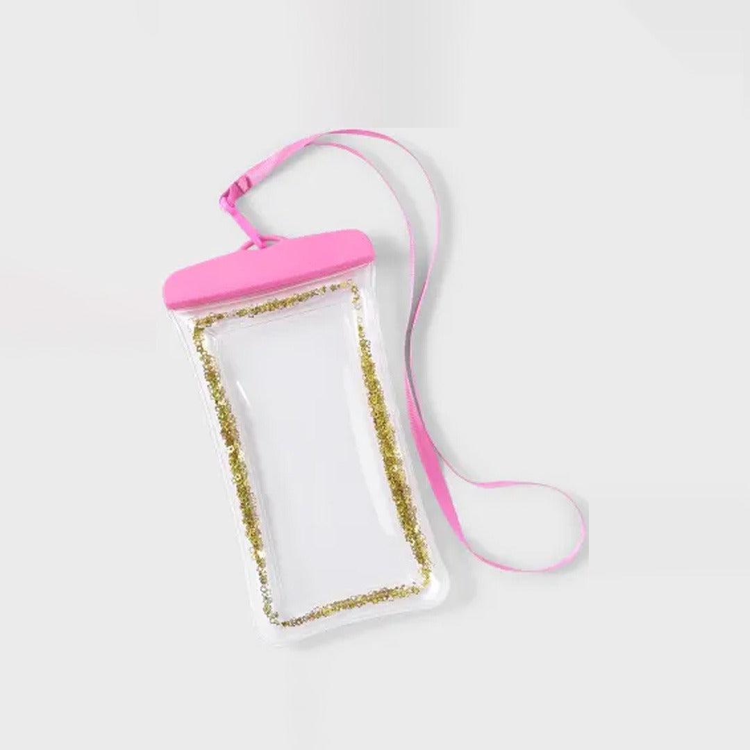 FUNDA IMPERMEABLE PARA CELULAR CONTRA EL AGUA CON BRILLOS