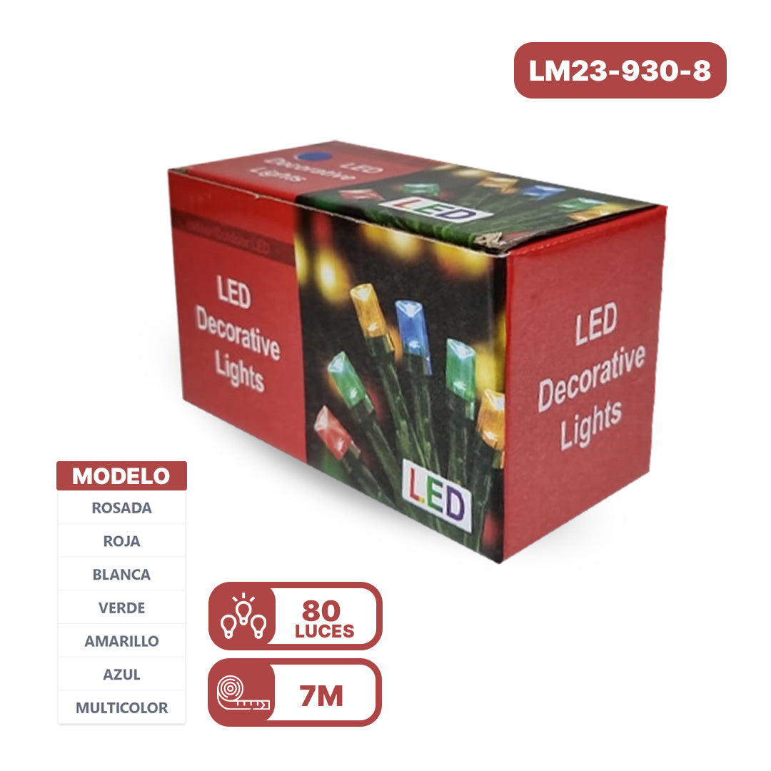 LUCES NAVIDAD TP1 7M 80 LUCES LM1-17 LM60-66 LM73-79