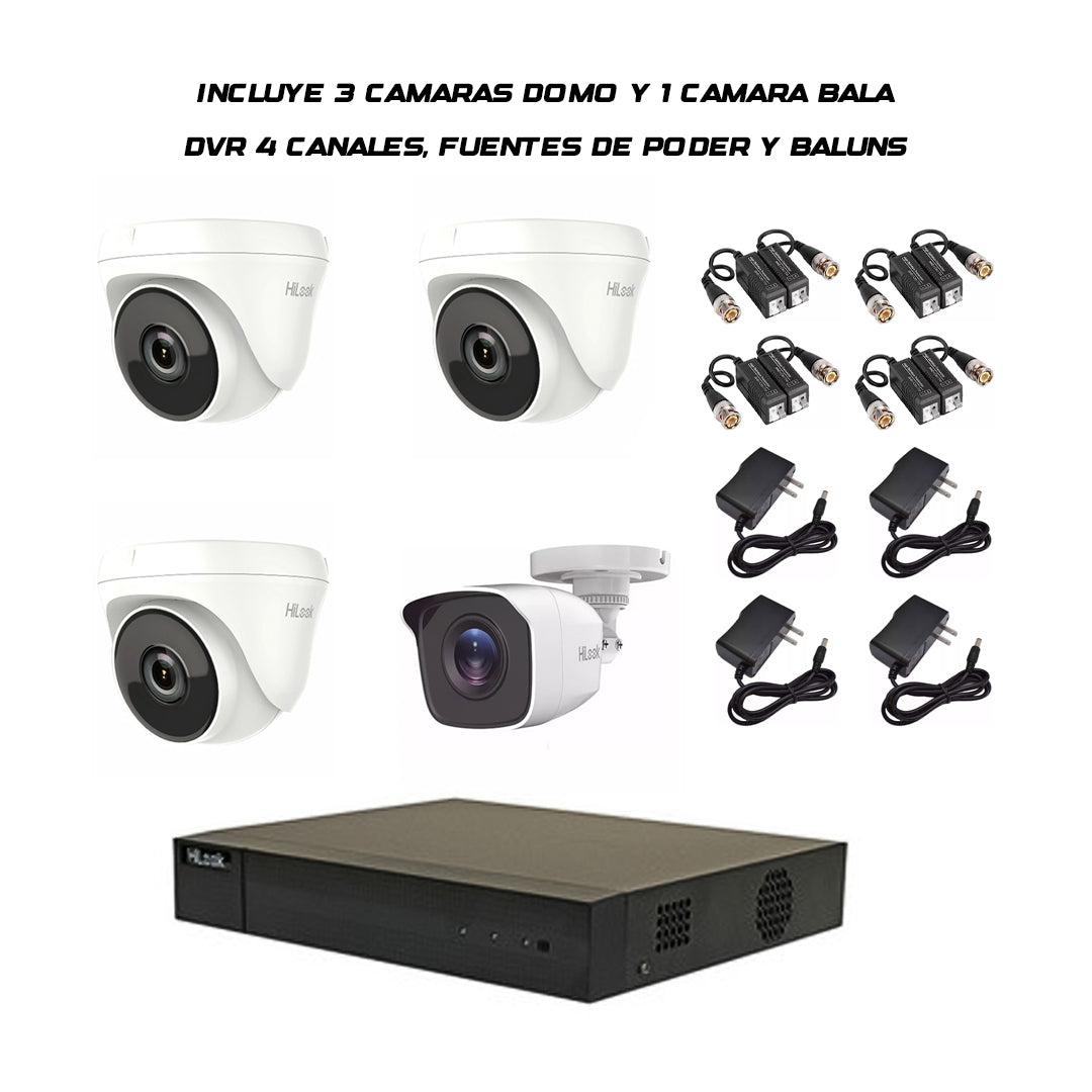 KIT DE 4 CAMARAS HILOOK 1080P