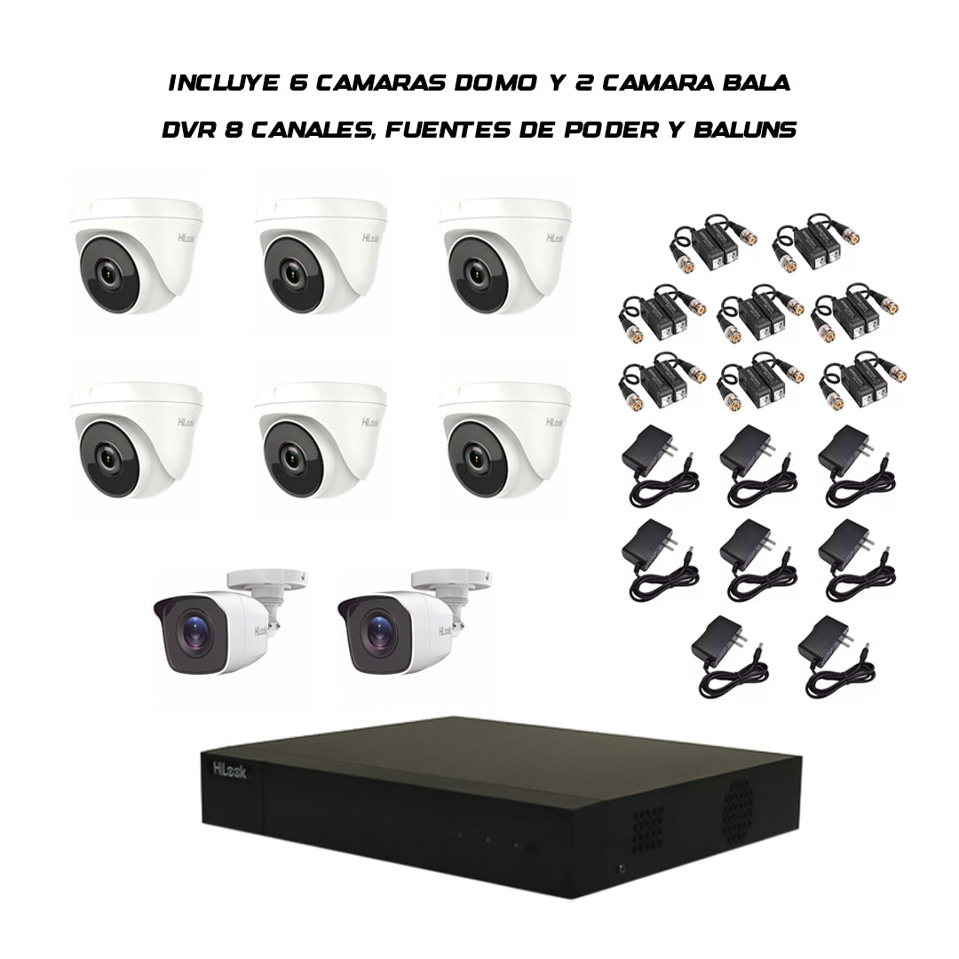 KIT DE 8 CAMARAS HILOOK 1080P