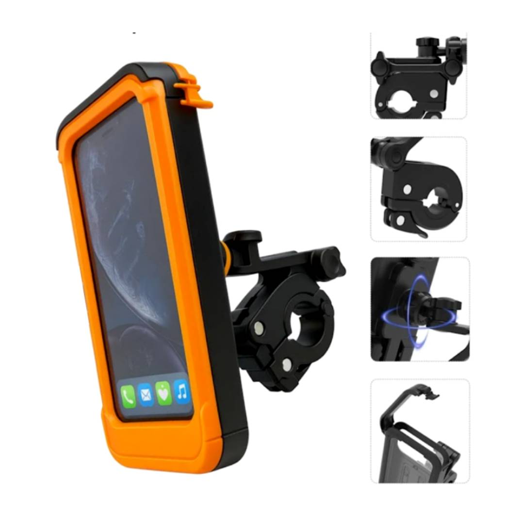 SOPORTE IMPERMEABLE CELULAR MONTURA PARA MOTO / BICICLETA