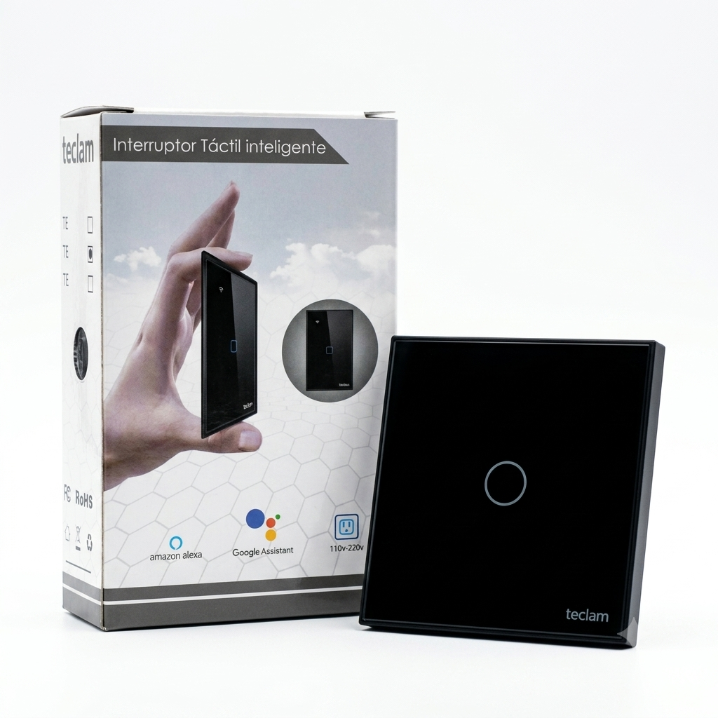 INTERRUPTOR TÁCTIL INTELIGENTE DE 2 CANALES CON WIFI COLOR NEGRO TEC-TY-U2-N