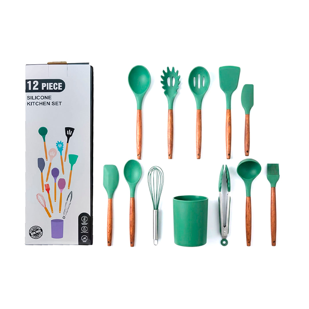 SET DE COCINA 12 PIEZAS DE COLORES SILICONA