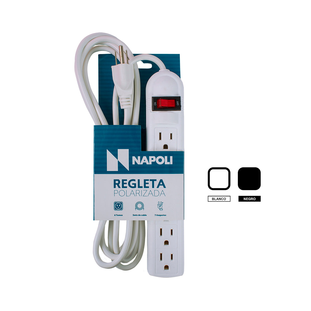 REGLETA ELECTRICA NAPOLI 6 SERVICIOS 3MTS