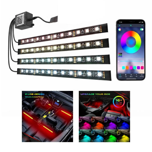 JUEGO DE LUCES PARA PISOS DE AUTO CON APLICACION