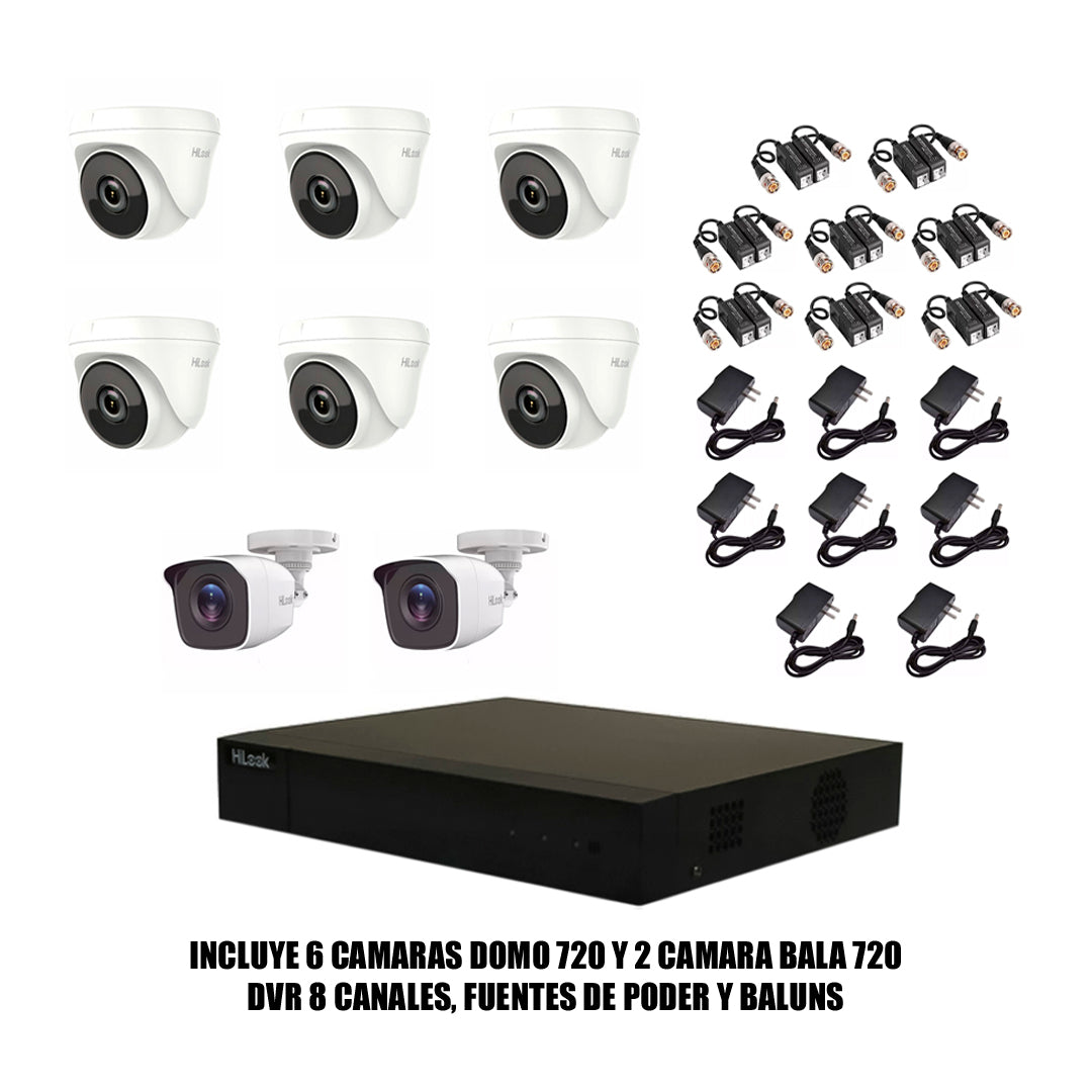 KIT DE 8 CAMARAS HILOOK 720P