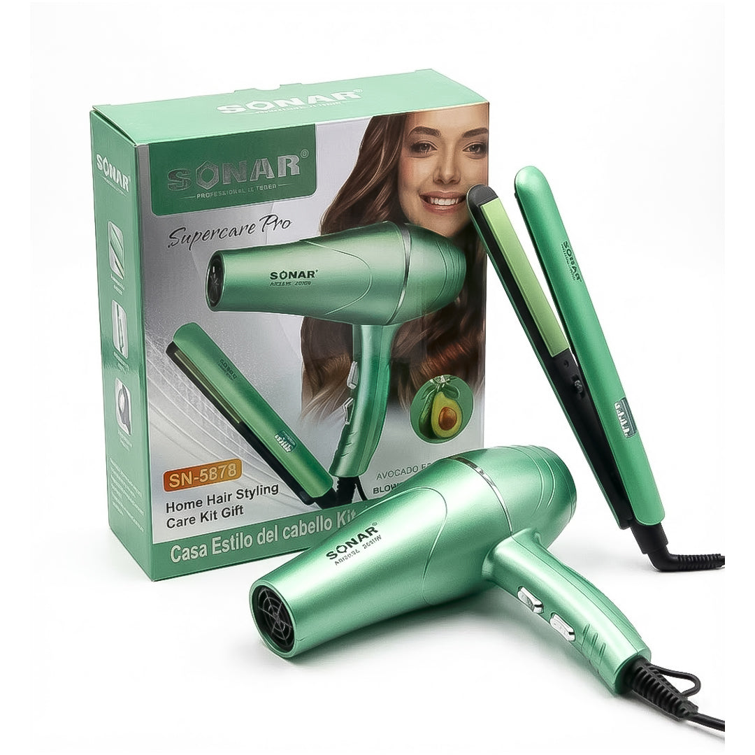 KIT SECADORA Y PLANCHA DE CABELLO SONAR SN-5878