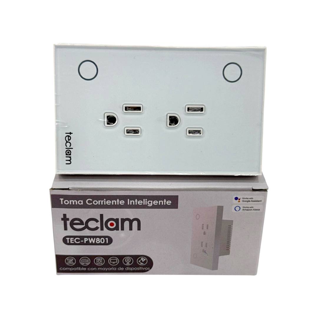 TOMACORRIENTE INTELIGENTE TECLAM  CON WIFI 2 CANALES PW801