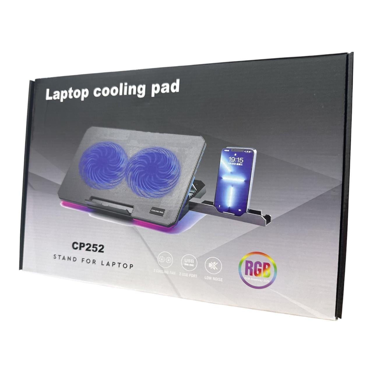 COOLER 2 VENTILADORES PARA LAPTOP CON HOLDER CP252