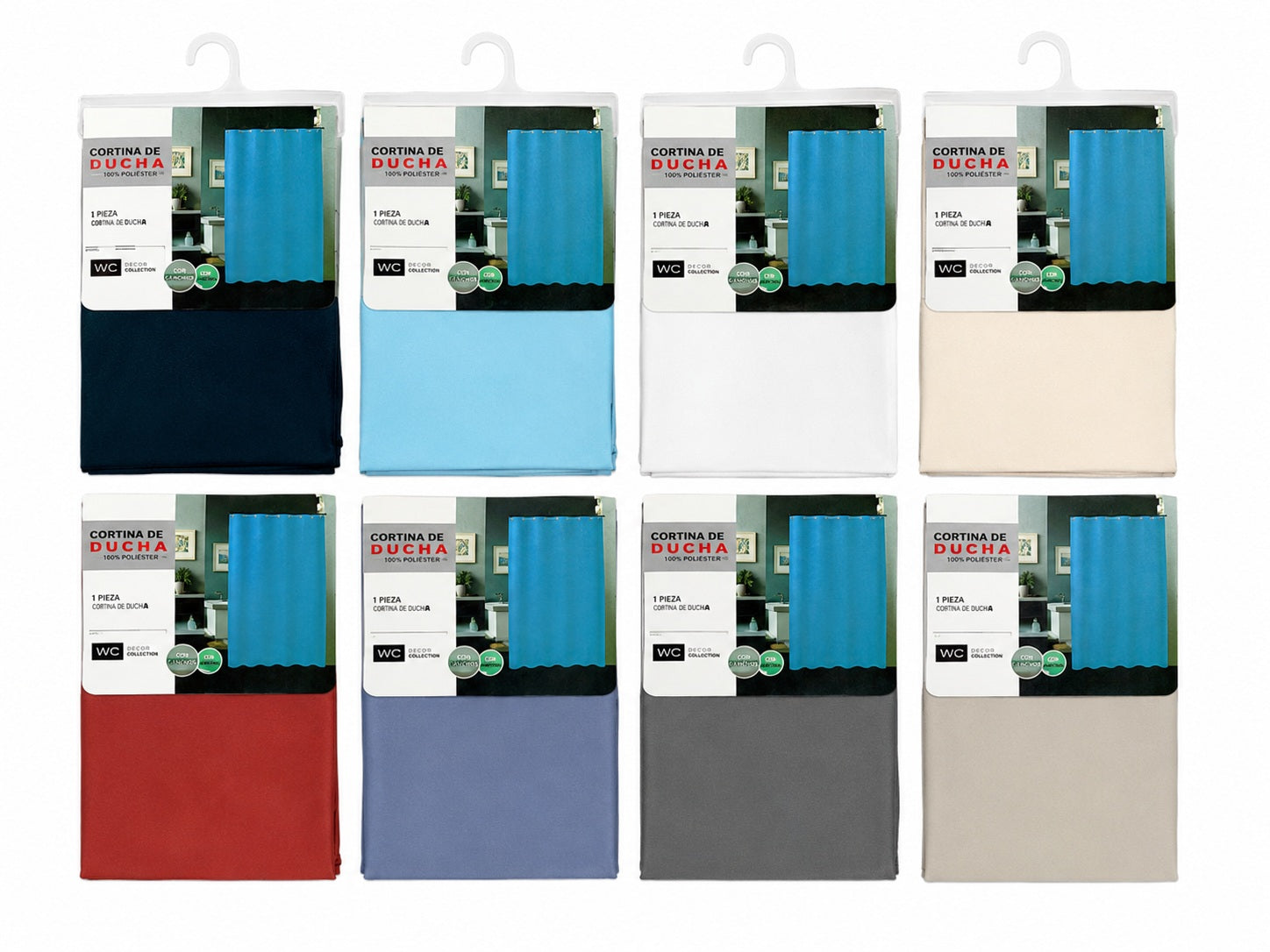 CORTINA UNICOLOR BAÑO 180*180CM