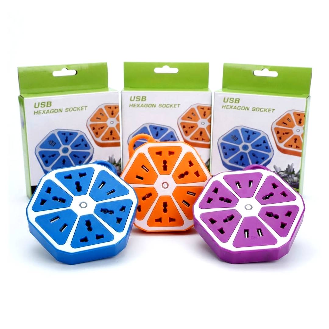 REGLETA 110V Y USB HEXAGONAL