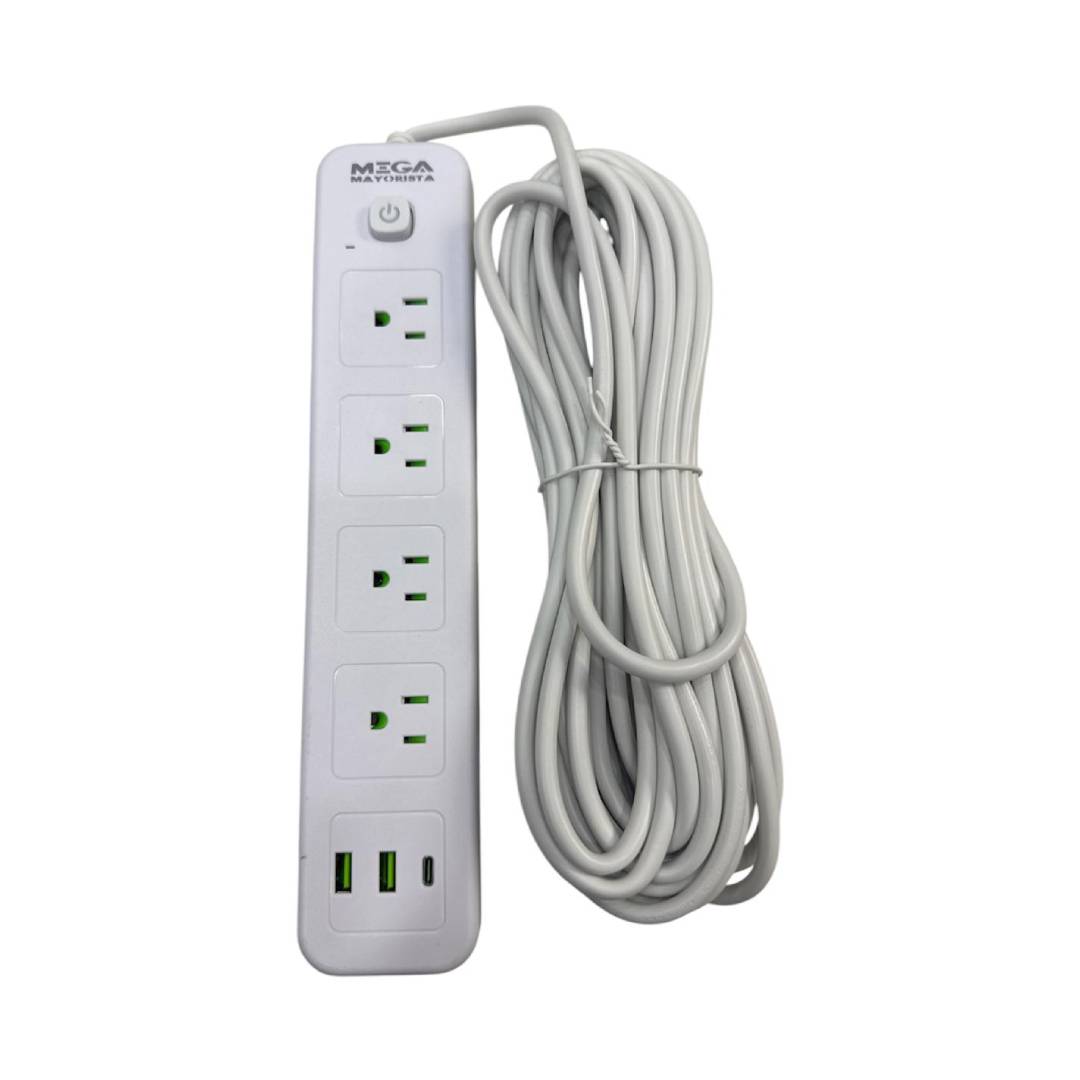 REGLETA GENERAL (BLANCO) 4 TOMAS 110V - 2 USB - 1USB C