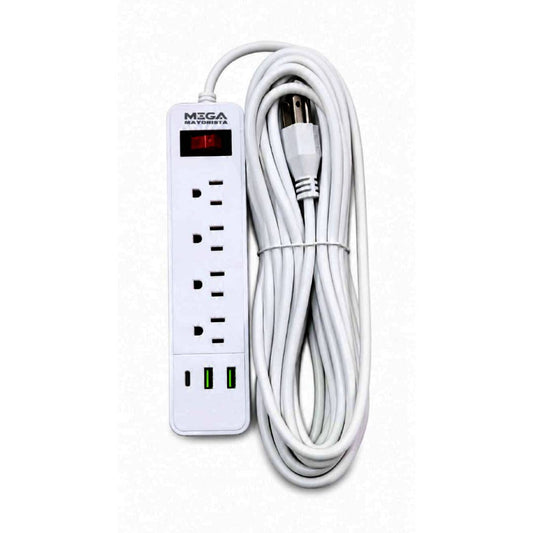 REGLETA GENERAL (ROJO) 4 TOMAS 110V - 2 USB - 1USB C