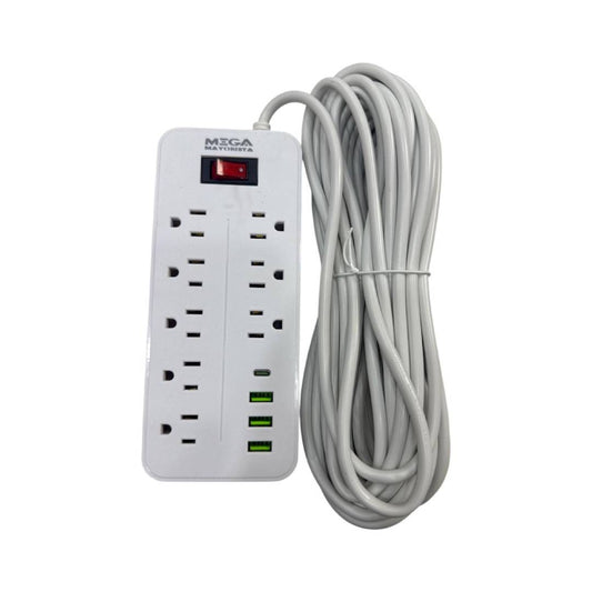 REGLETA GENERAL (ROJO) 8 TOMAS 110V - 3 USB - 1USB C
