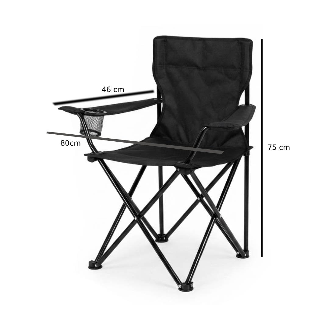 SILLA PLEGABLE CAMPING CON RESPALDO LATERAL 75X46X80CM