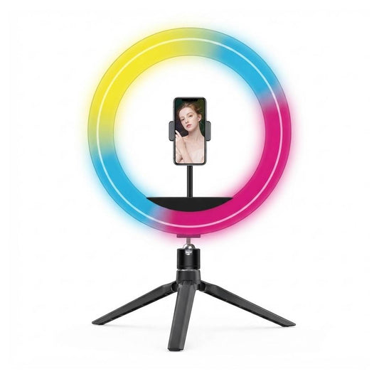 ARO DE LUZ 10 PULGADA RGB CON BASE TRIPODE CORTA