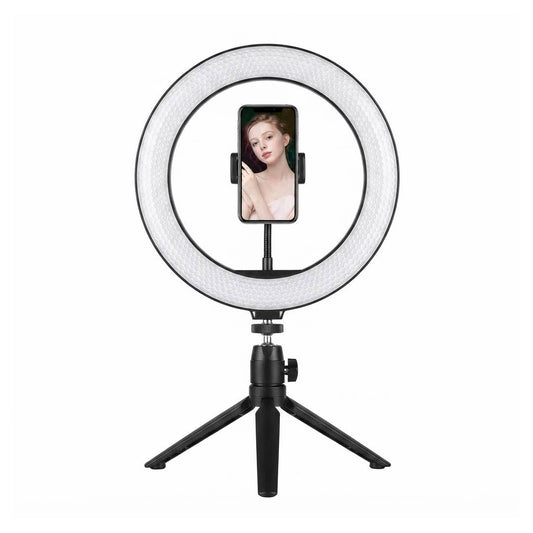 ARO DE LUZ 10 PULGADA BLANCA CON BASE TRIPODE CORTA