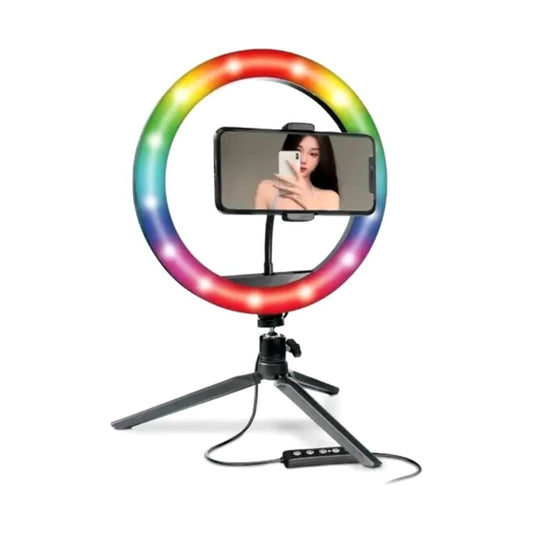 ARO DE LUZ 12 PULGADA RGB CON BASE TRIPODE CORTA