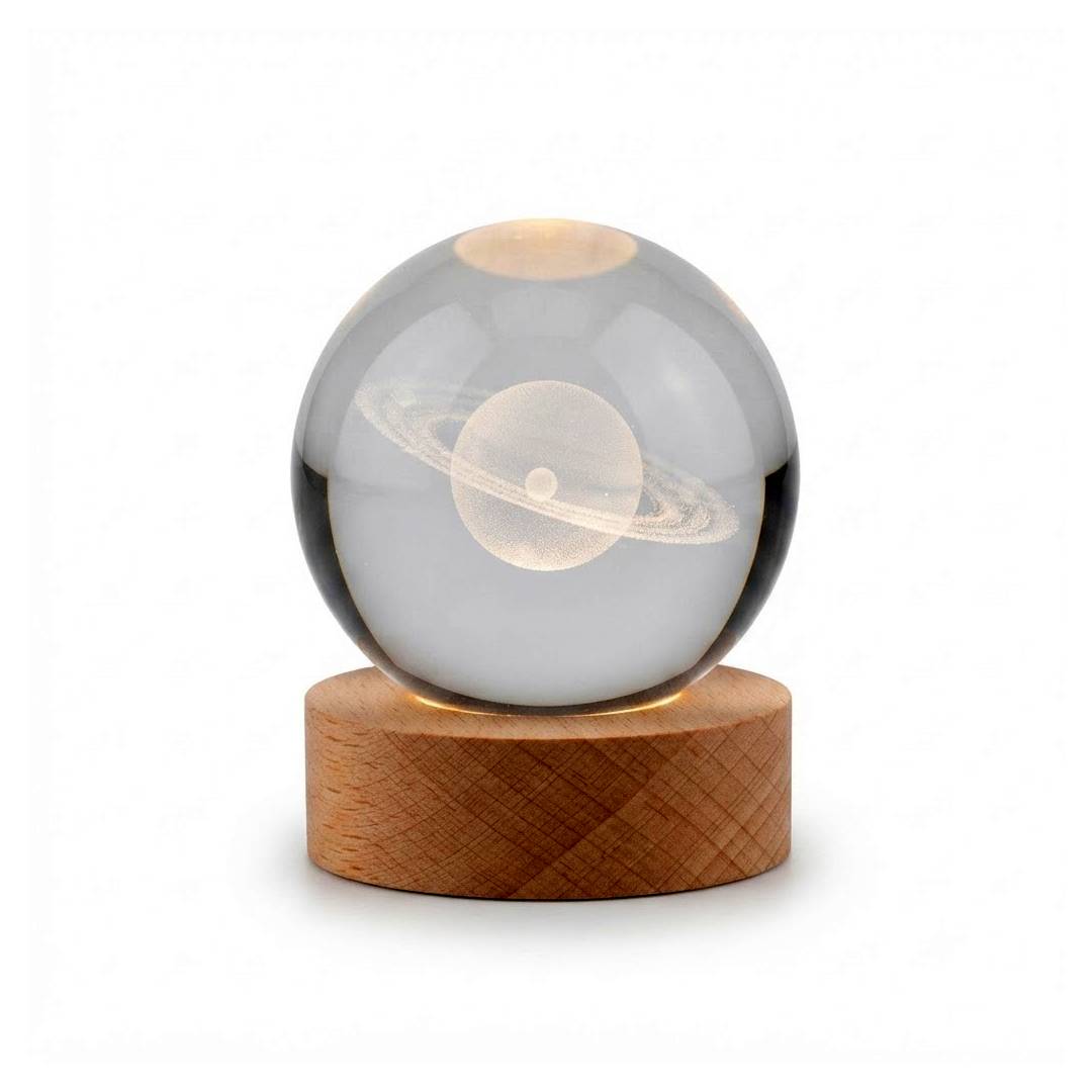 ESFERA DE CRISTAL LUZ CALIDA 6CM SATURNO