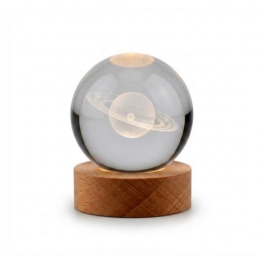 ESFERA DE CRISTAL LUZ CALIDA 6CM SATURNO