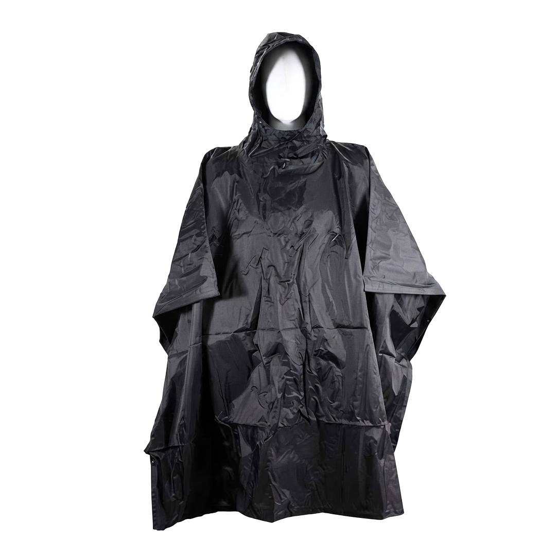PONCHO DE AGUA IMPERMEABLE NEGRO CON CAPUCHA