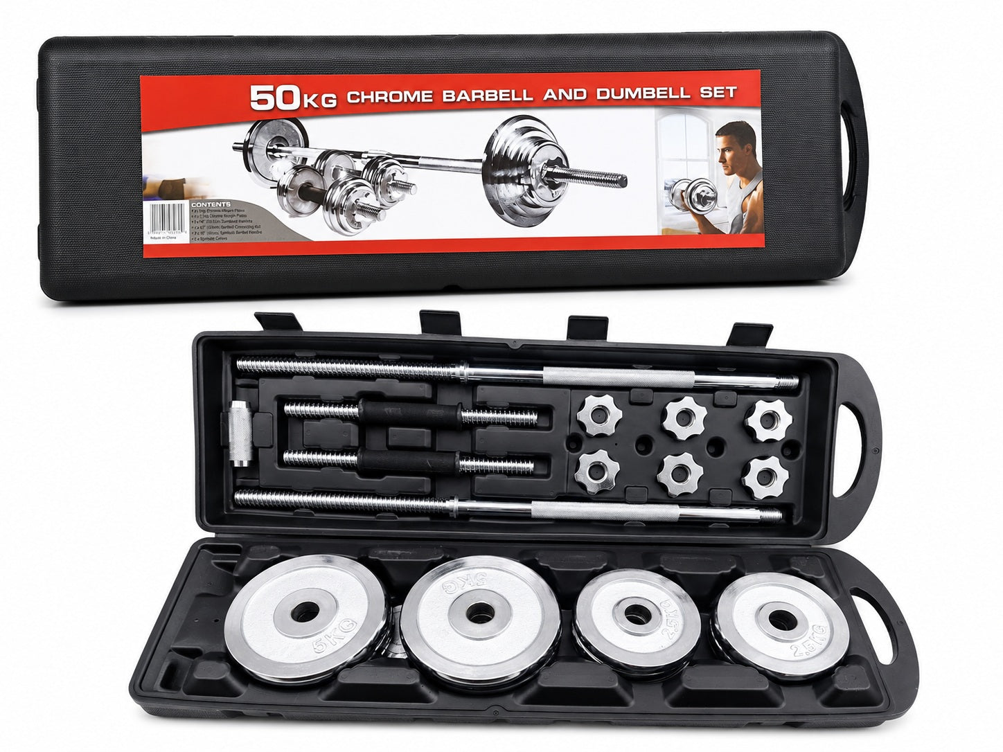 SET DE MANCUERNAS CROMADAS AJUSTABLES CON MALETÍN 50KG