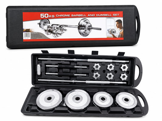 SET DE MANCUERNAS CROMADAS AJUSTABLES CON MALETÍN 50KG