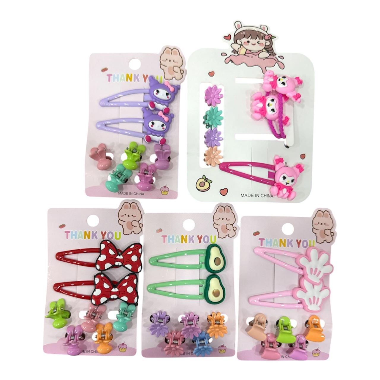 SET DE VINCHAS TIPO CLIP Y MINI PINZAS PARA NIÑA