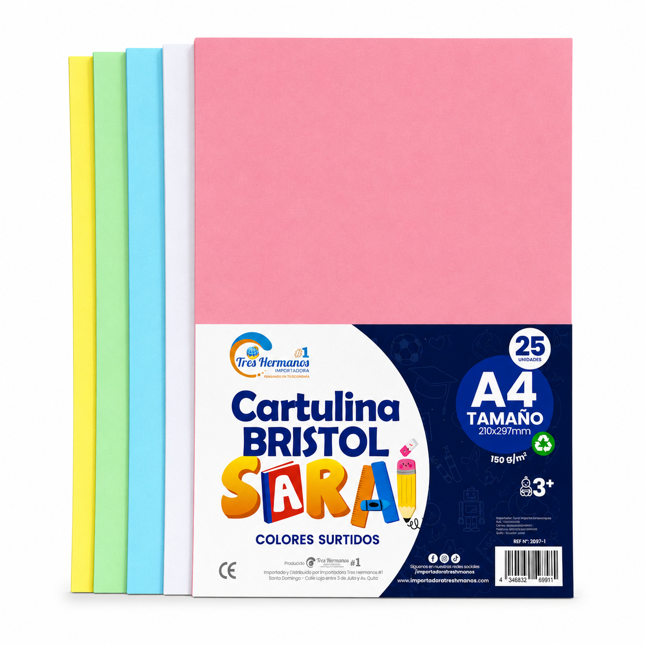 CARTULINA SARAI BRISTOL A4 25U LAMINA