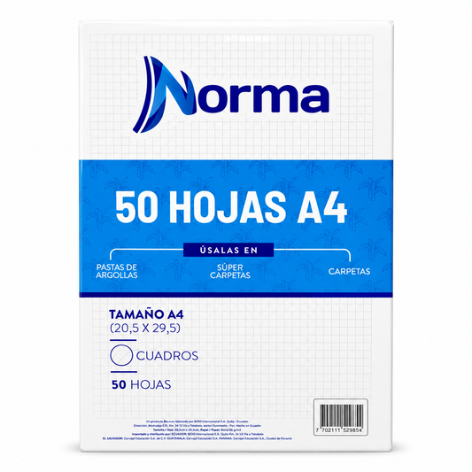 HOJAS NORMA CUADROS A4 50U