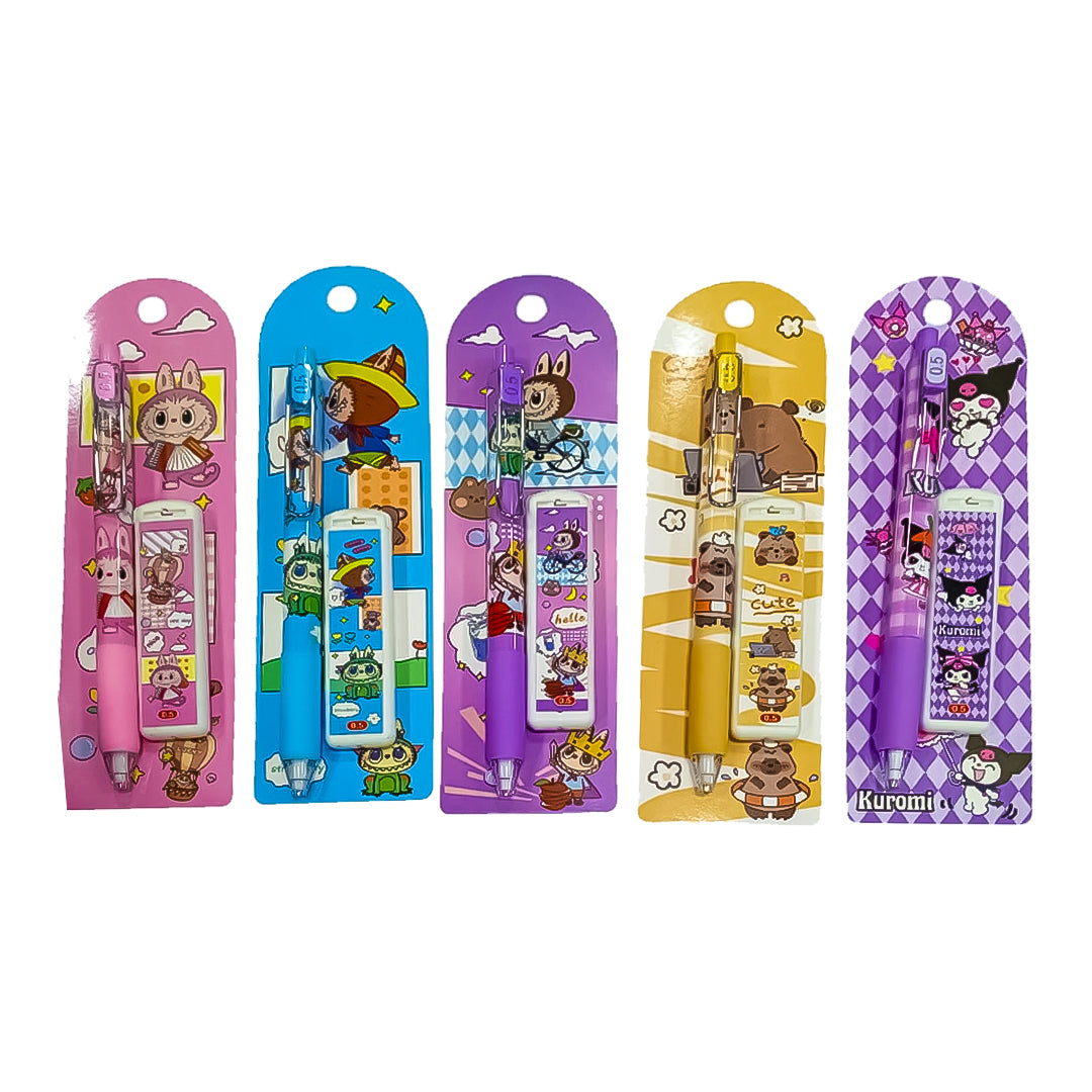 SET LAPIZ PORTAMINAS Y BORRADOR FIGURAS ANIMADAS (UNIDAD)