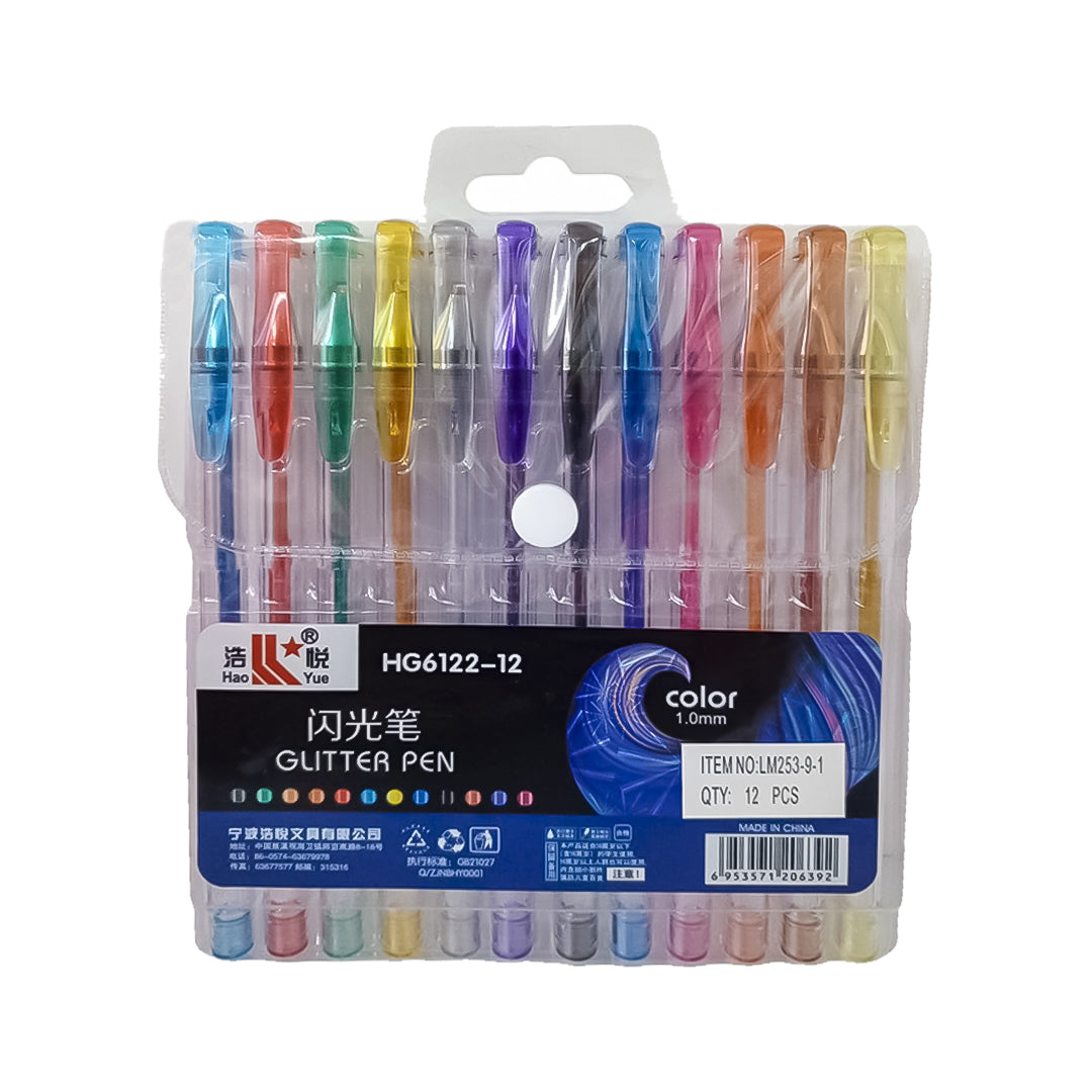 ESFERO ESCARCHADO DE GEL HG6122-12 12 COLORES