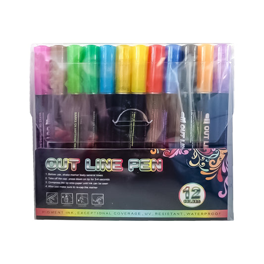 MARCADORES METALIZADOS OUT LINE 12 COLORES