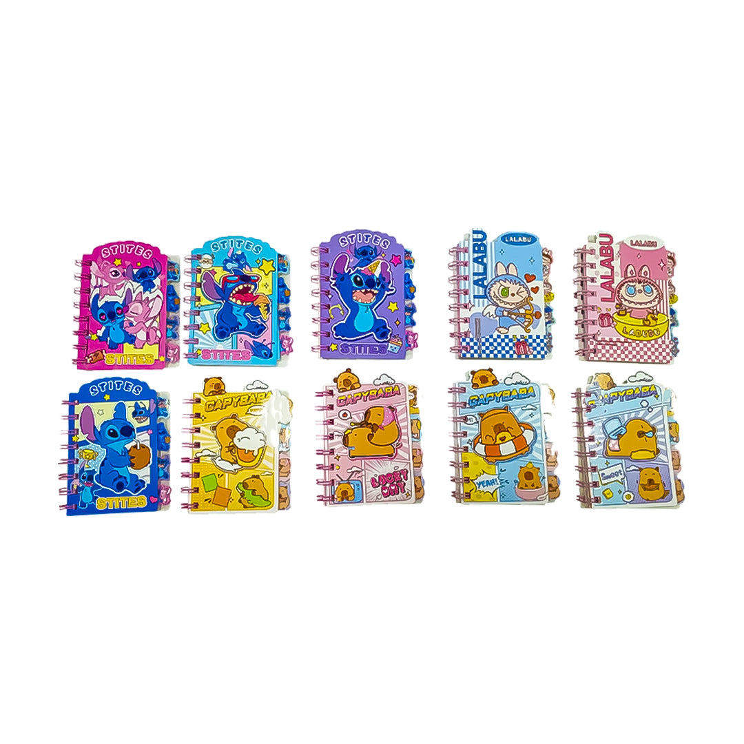 MINI LIBRETAS PERSONAJES KRM CAPIBARA Y LABUBU (UNIDAD)