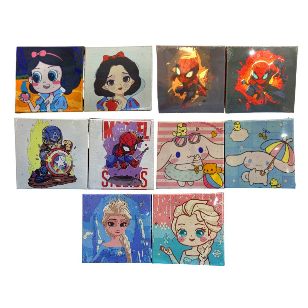 CUADRO 20X20CM DE OLEO  ACUARELA  PINCEL PERSONAJES SURTID