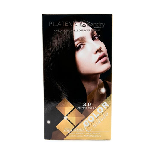 3.0 TINTE DE CABELLO GRANDE PILATEN PROFESIONAL TONO "CASTAÑO OSCURO" + ACCESORIOS