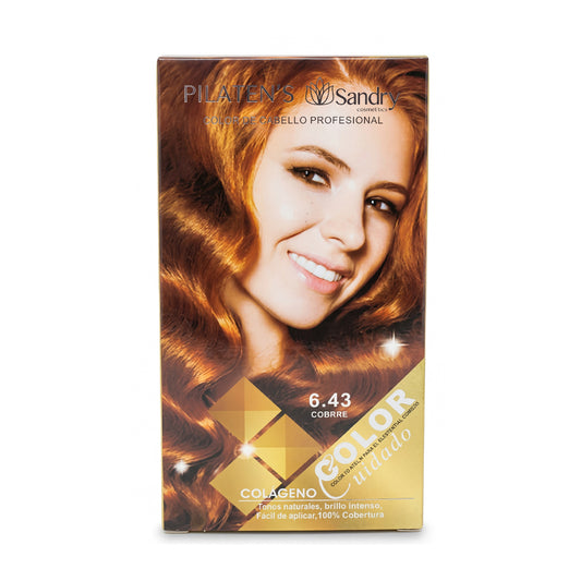 6.43 TINTE DE CABELLO GRANDE PILATEN PROFESIONAL TONO "COBRIZO" + ACCESORIOS