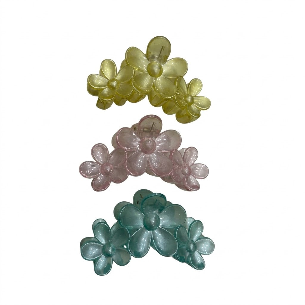 PINZA DE CABELLO GRANDE FLOR COLORES HIELO SURTIDOS