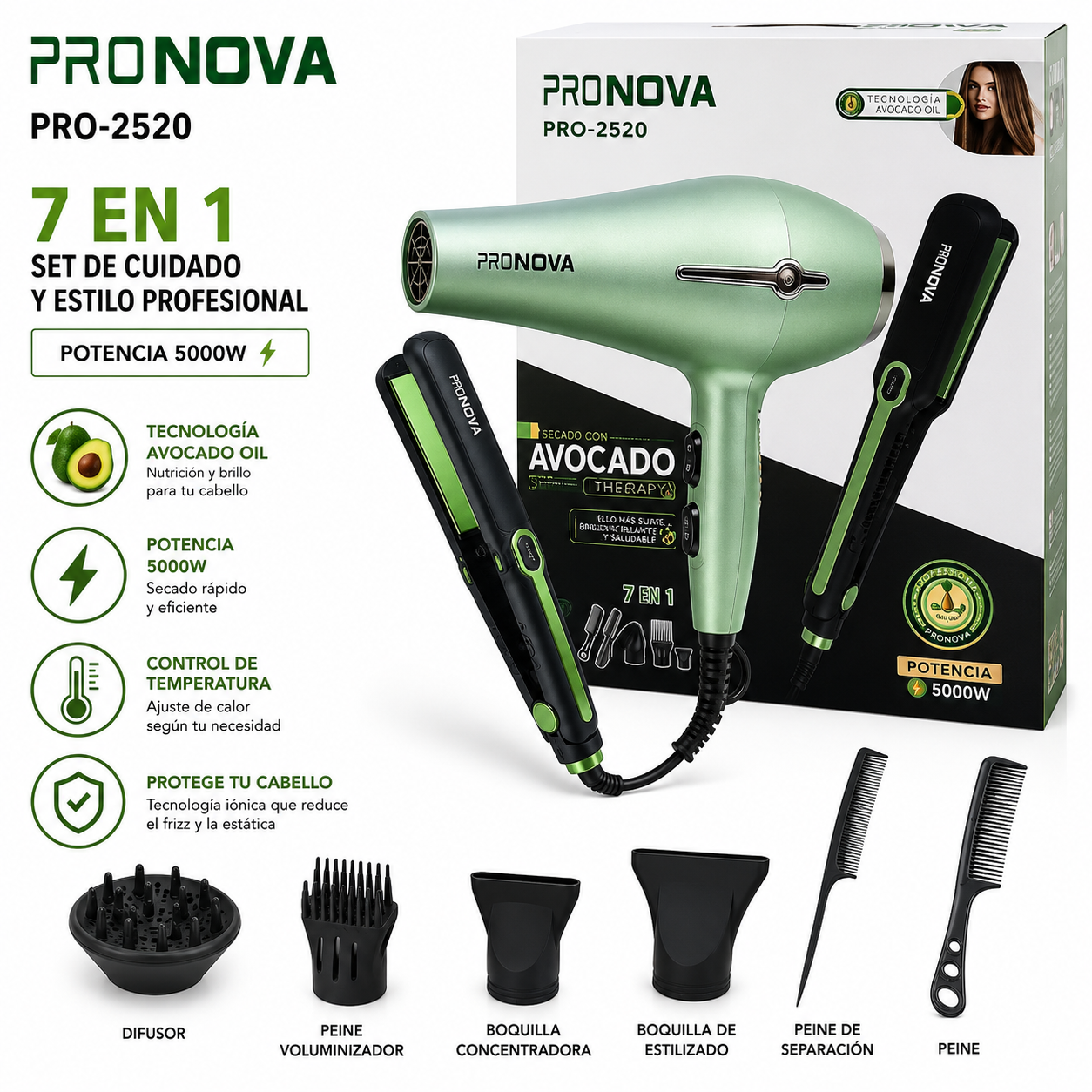 KIT SECADORA PLANCHA PRO NOVA PRO-2520