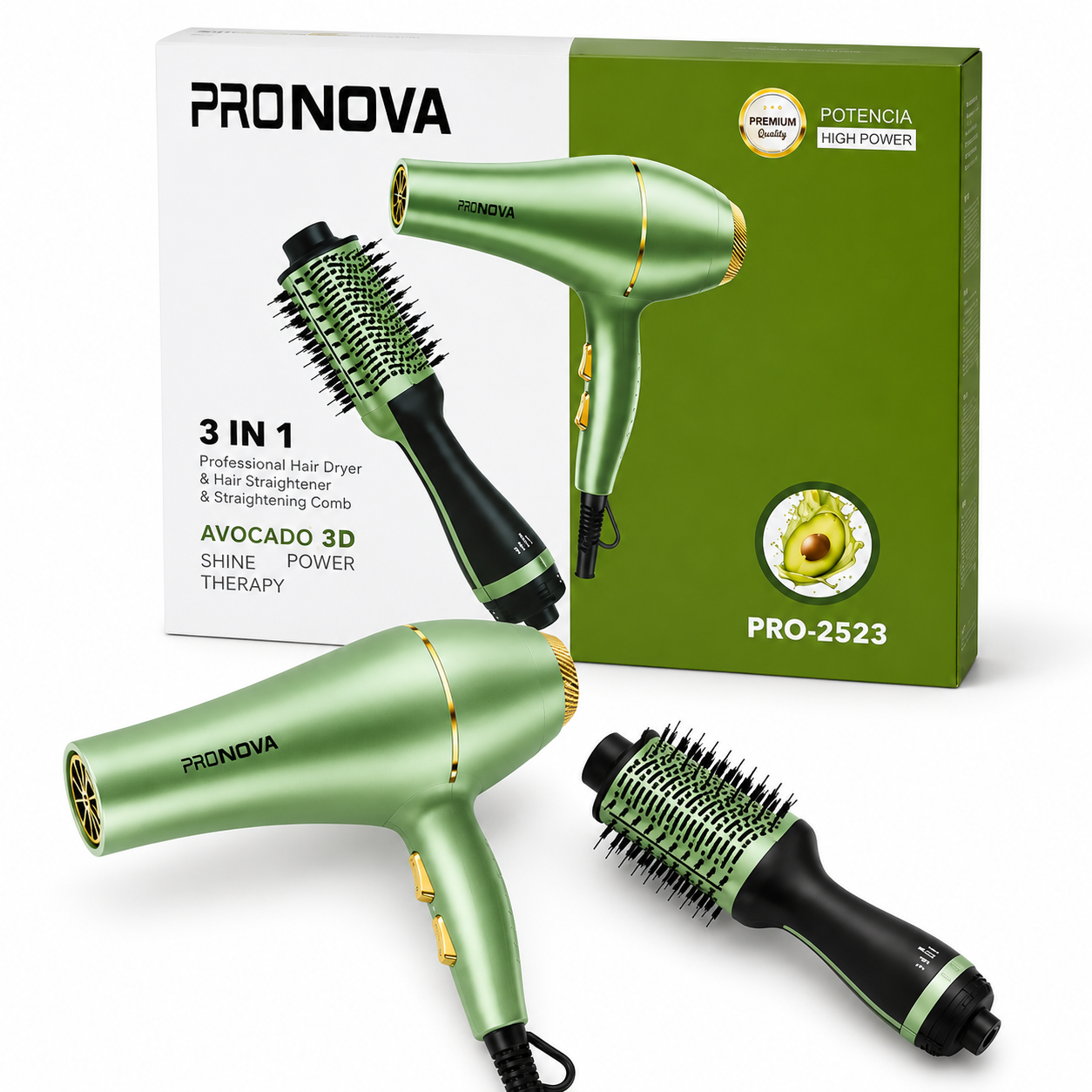 KIT SECADORA PLANCHA Y RIZADORA  PRO NOVA PRO-2523