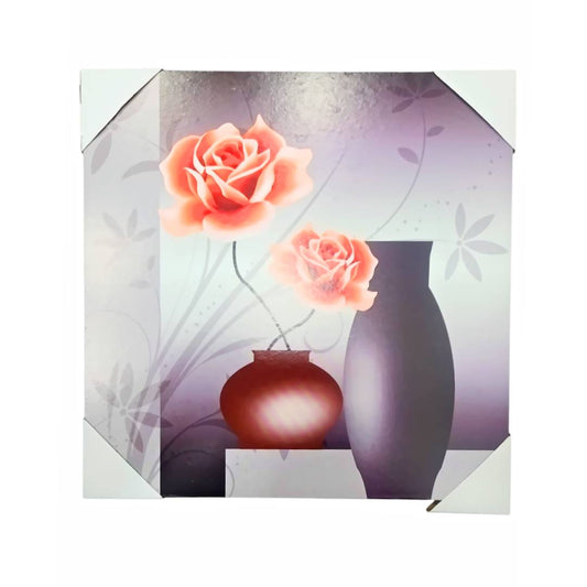 CUADRO ARTE FLORAL CON JARRONES 24CM X 24CM