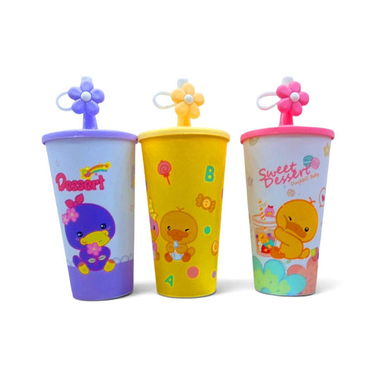 VASO PATITOS C/TAPA Y SORBETE