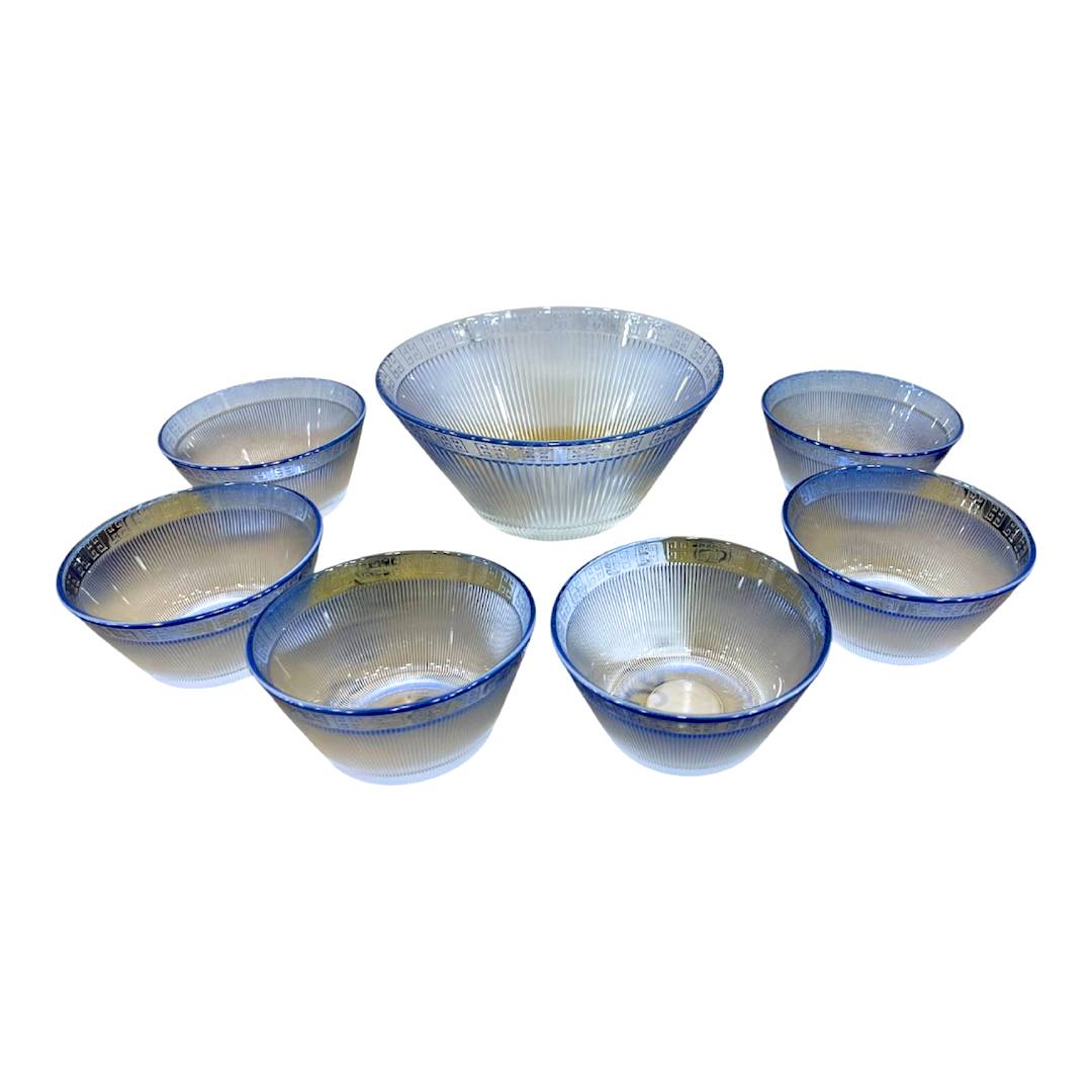 JUEGO CEVICHERA X7PCS CELESTE LABRADO LINEAS