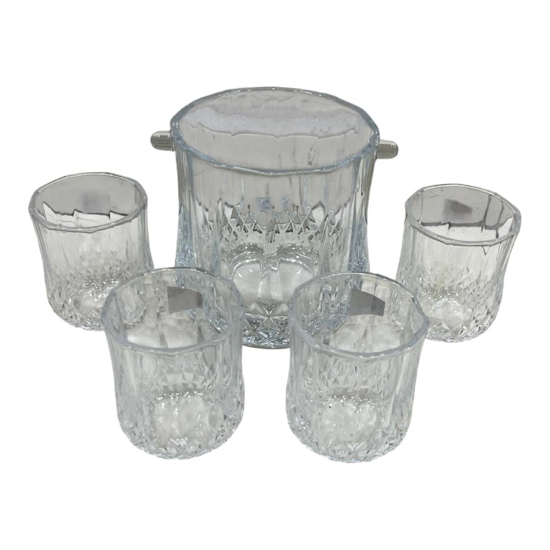 HIELERA VIDRIO+4 VASOS