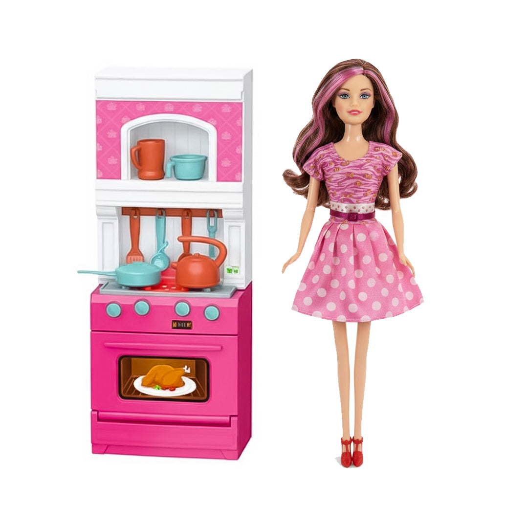 SET COCINA DE JUGUETE CON MUÑECA
