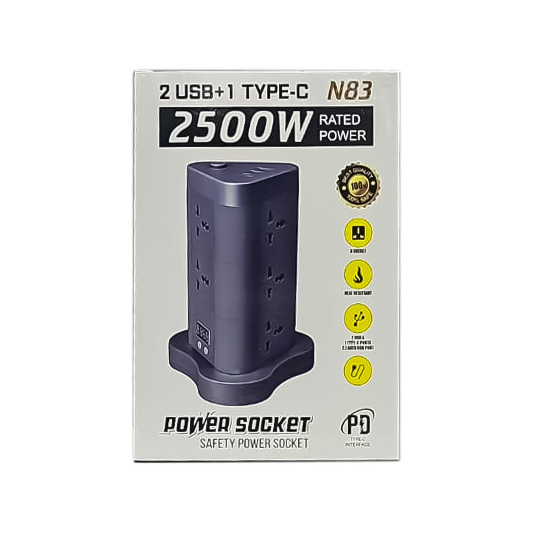 TORRE VERTICAL TOMACORRIENTES CON INTERRUPTOR N83 2M