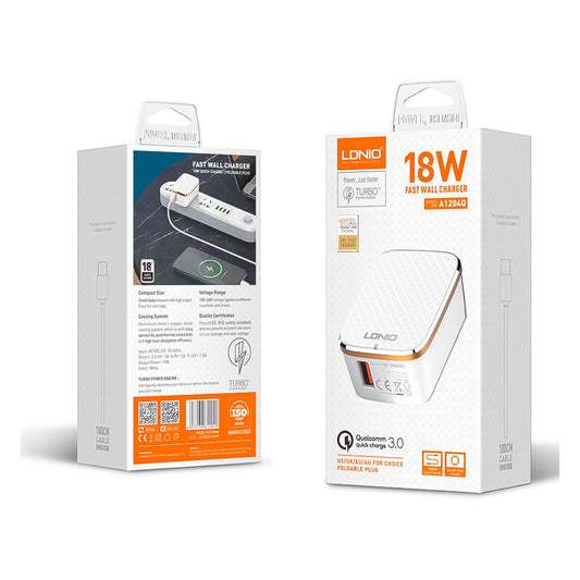 CARGADOR TIPO USB Y CABLE TIPO C 18W