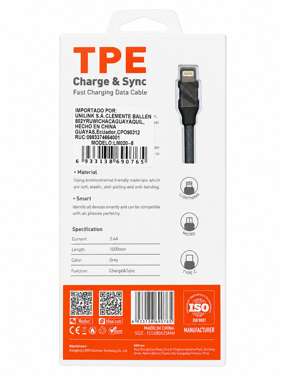 CABLE TIPO LIGHTNING LS441